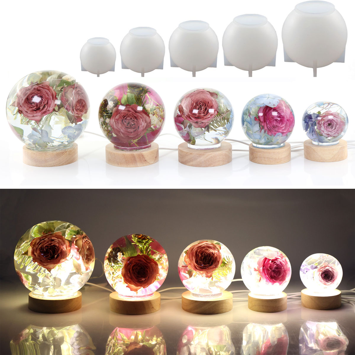 Resin Craft Ideas - Moule en Silicone boule sphère 65-120mm,
