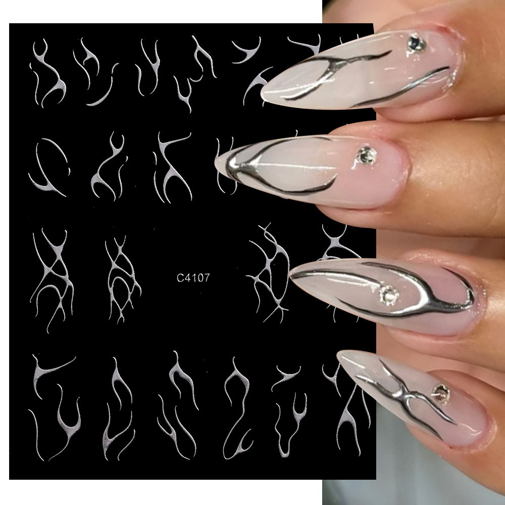 Gold Foil Flakes - 3D Argent Flamme Nail Sticker Or