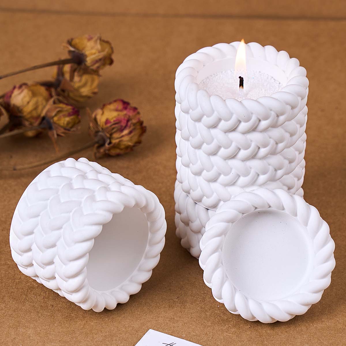 Pot de bougie en corde de chan - Coaster Mold Round avis et prix